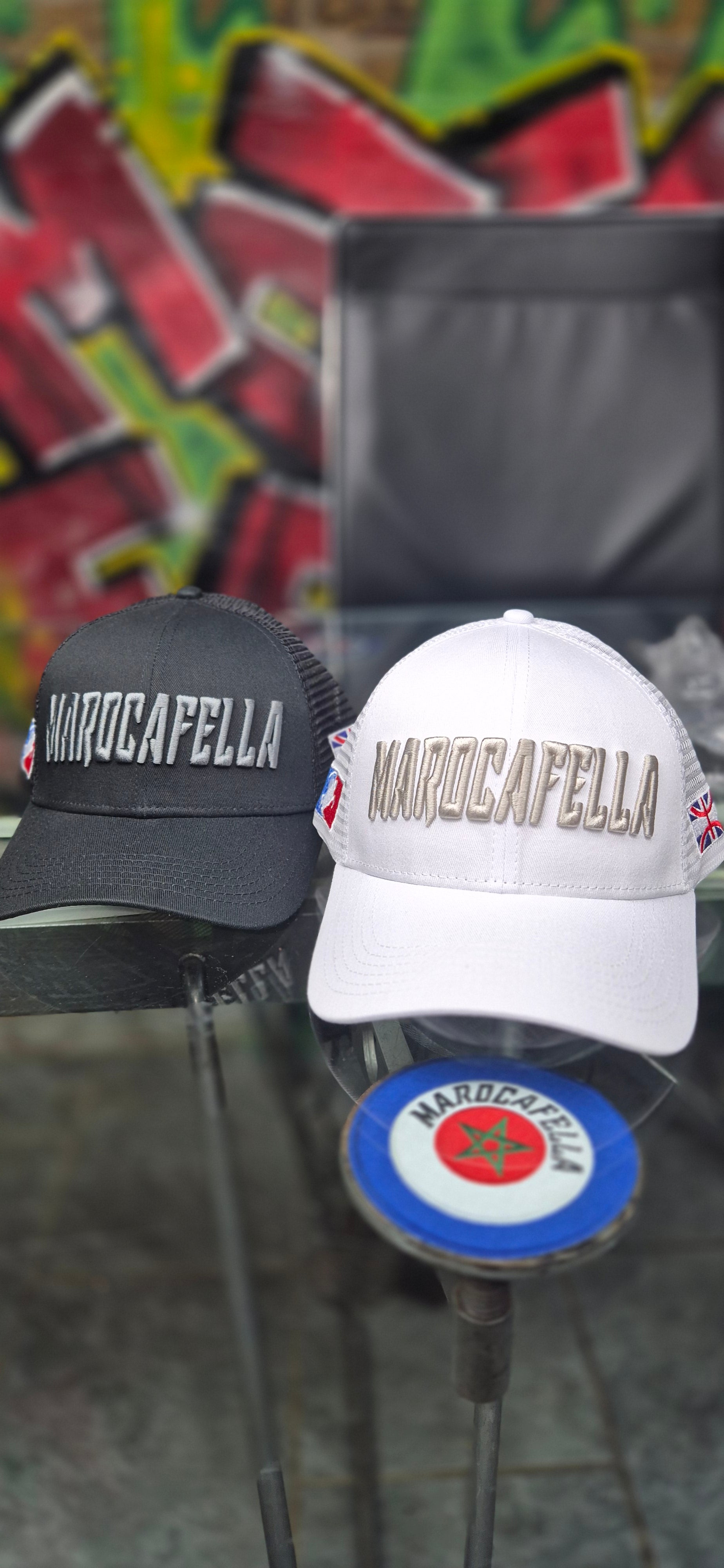 Authentic black and white Marocafella caps