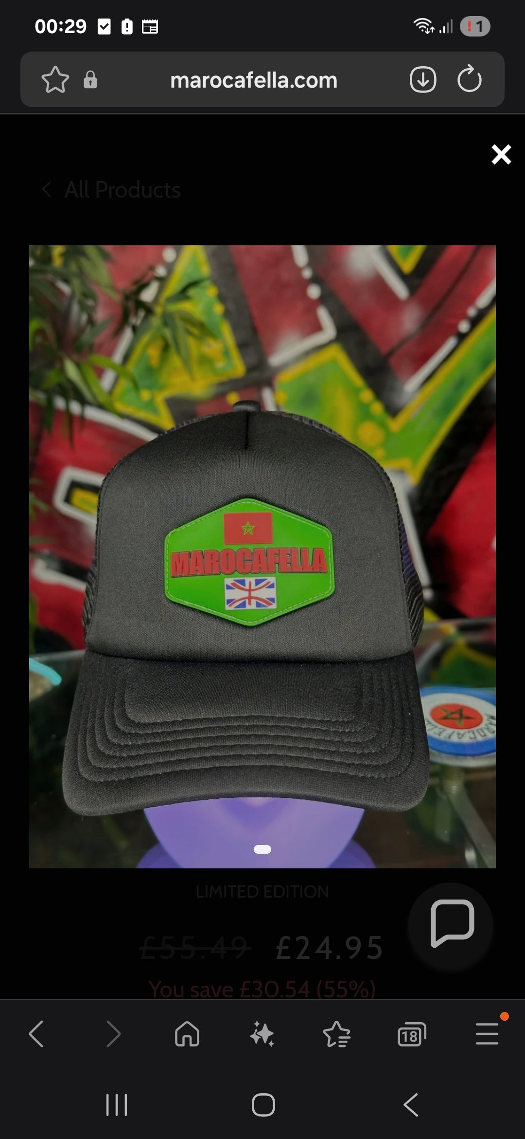 Authentic black limited-edition Marocafella cap